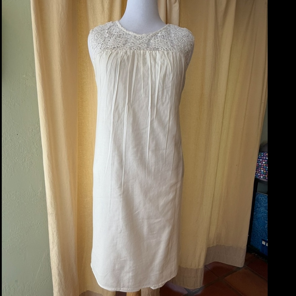 Old Navy Cream Lace Back Dress